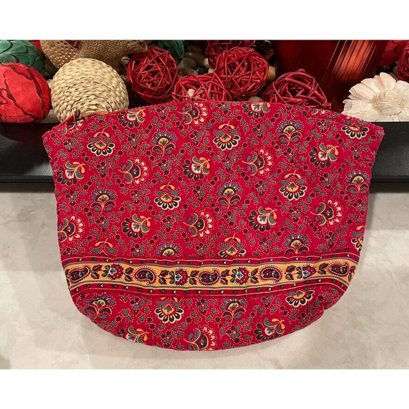 Vera Bradley Handbags - Vintage VERA BRADLEY Large Zip Top Cosmetic Bag in Red paisley geo border print